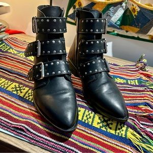 Steven by Steve Madden - Harmon black leather studded boots size 7.5